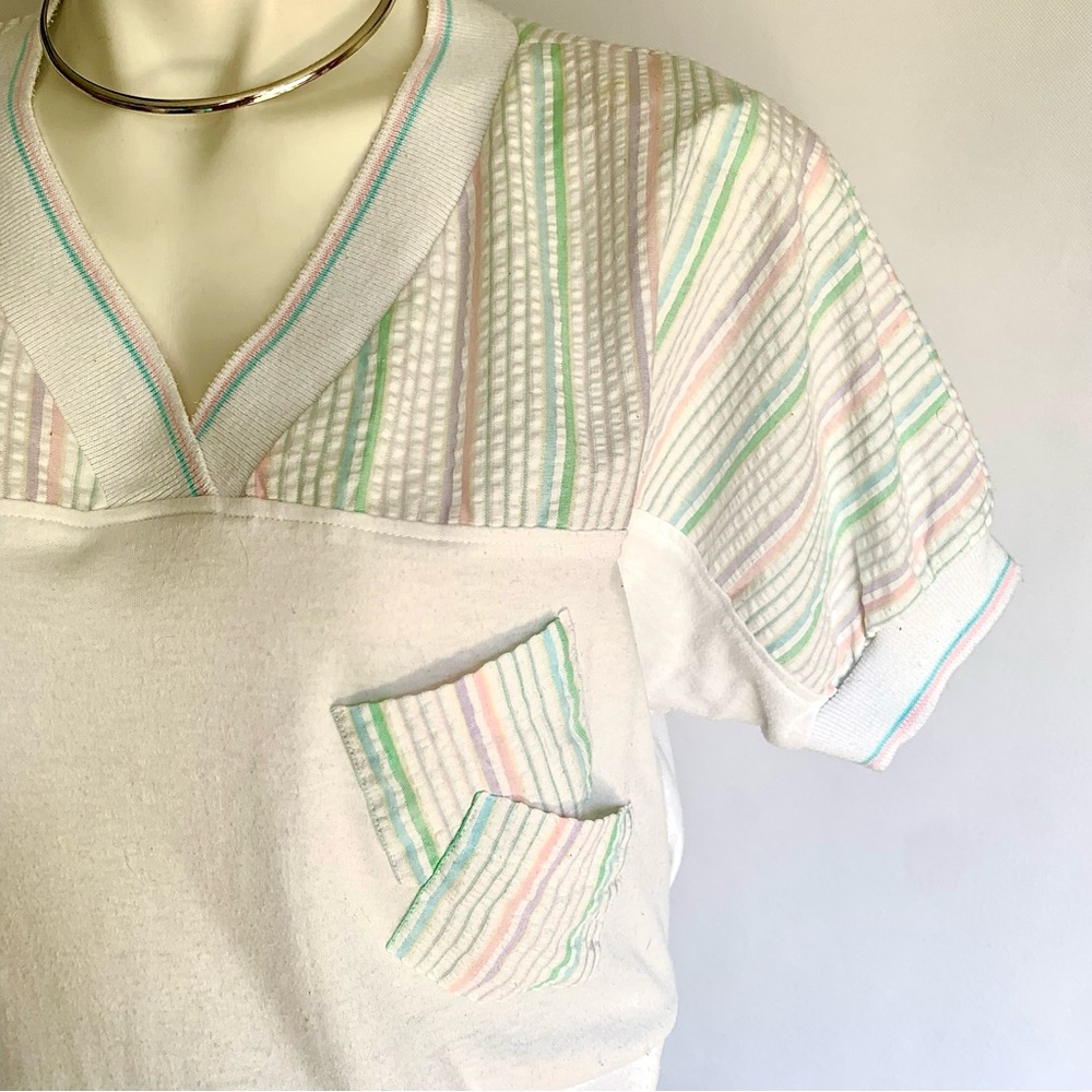 v i n t a g e :: Pastel Seersucker Cape Cod Slouchy Granny Top - Picture 11 of 12